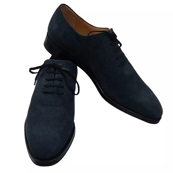 Bally Scandor Oxford Brogues in Dark Blue Nubuck Leather US 10.5 UK 9.5 623827